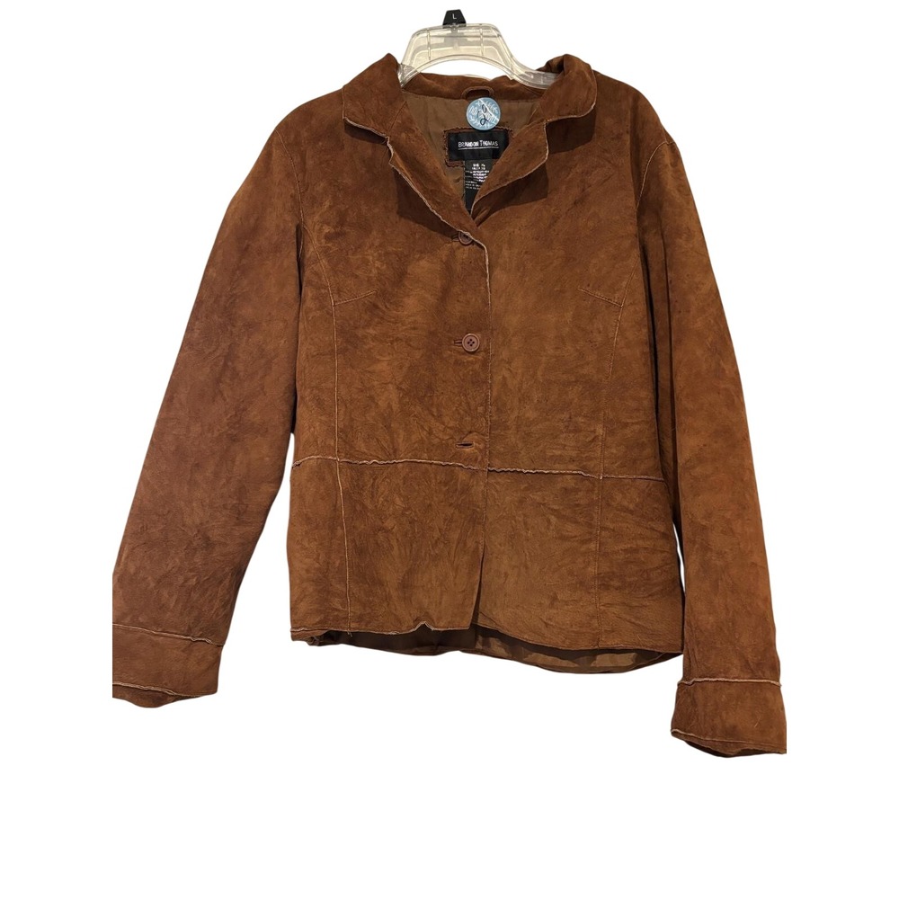 Woman's Brandon Thomas‎ brown leather/suede jacket sz XL